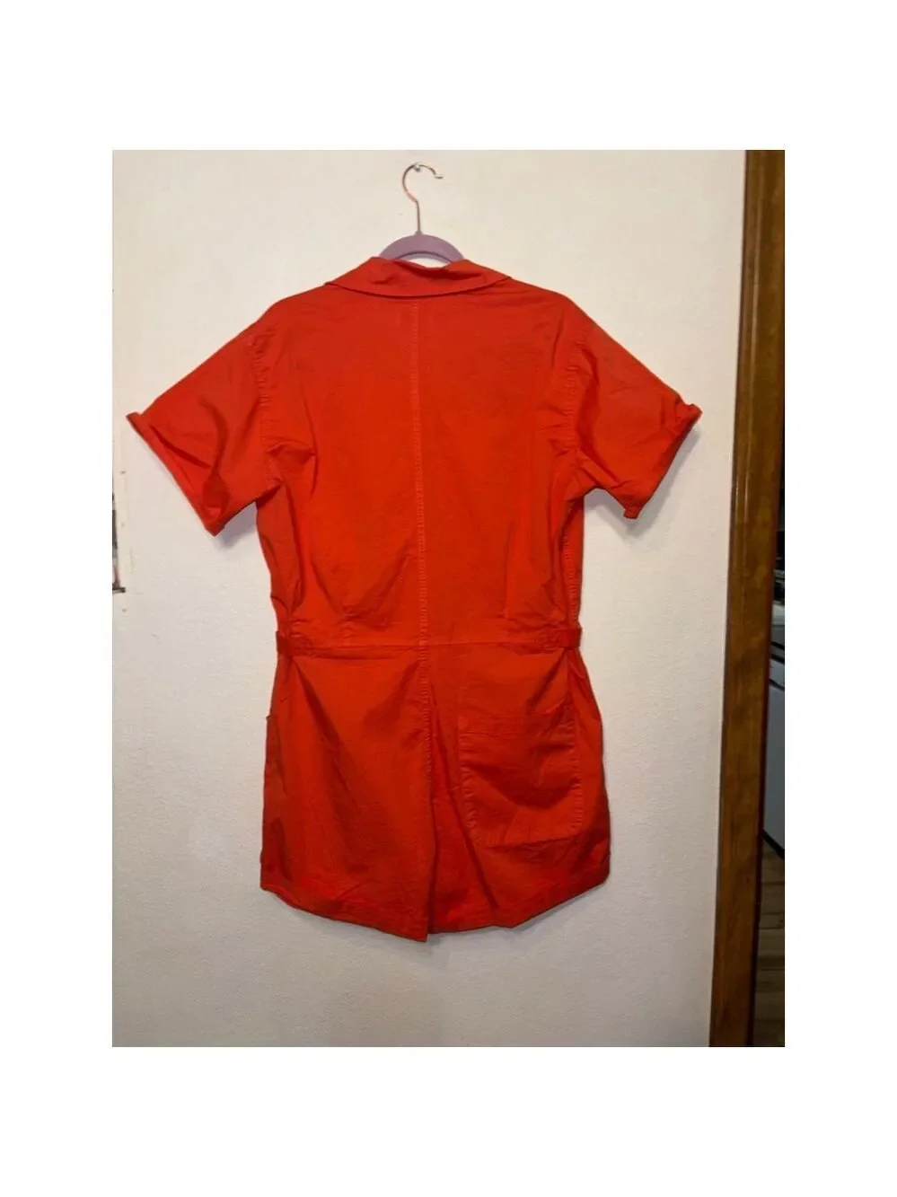 Anthropologie PISTOLA size Large Parker Shorts Romper in Blood Orange - Picture 6 of 11